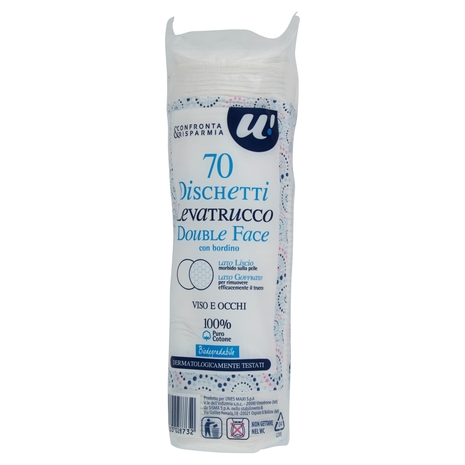 70 DISCHETTI LEVATRUCCO DOUBLE FACE VISO E OCCHI 100% PURO COTONE U! Confronta & Risparmia